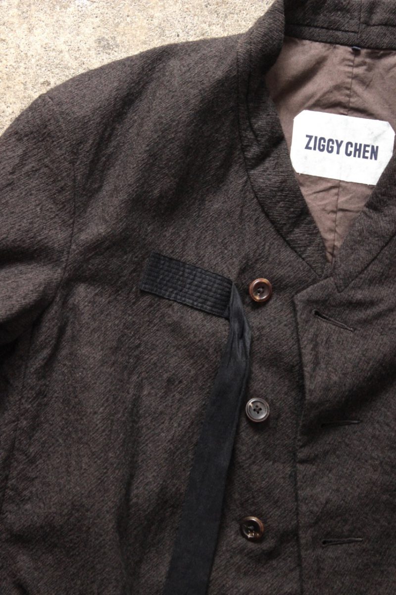 ZIGGY CHEN. Ribboned Wool Jacket. OM1630921. Charcoal Beige. « GULLAM