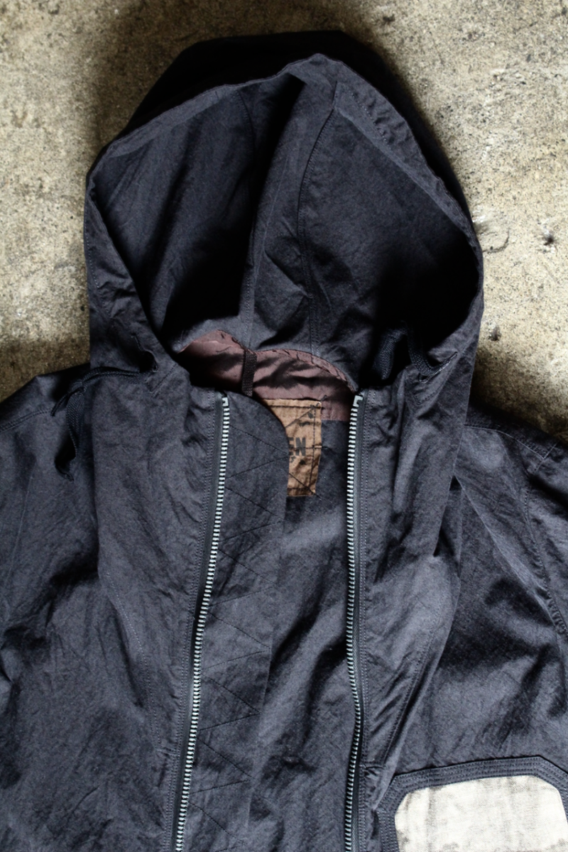 OM1730802. Hoodie Shirt Zip Coat. ZIGGY CHEN. 17AW. Black × Kahki 