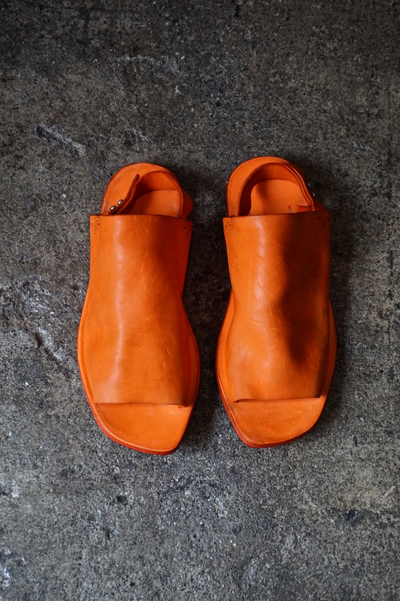 Mule With Back Strap Sandals. Horse Leather. Dark Orange