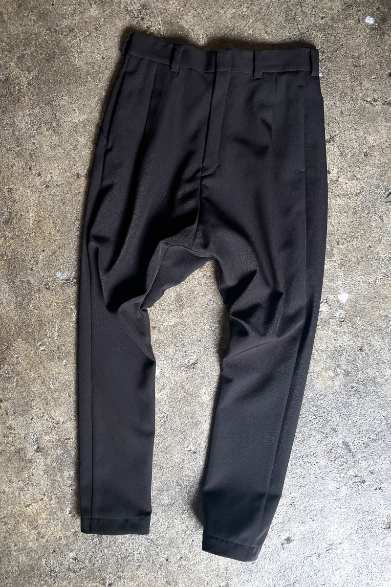 PTF-VGD. Drop Crotch Pants Sculptured Wool Gabardine. Lava Stone 