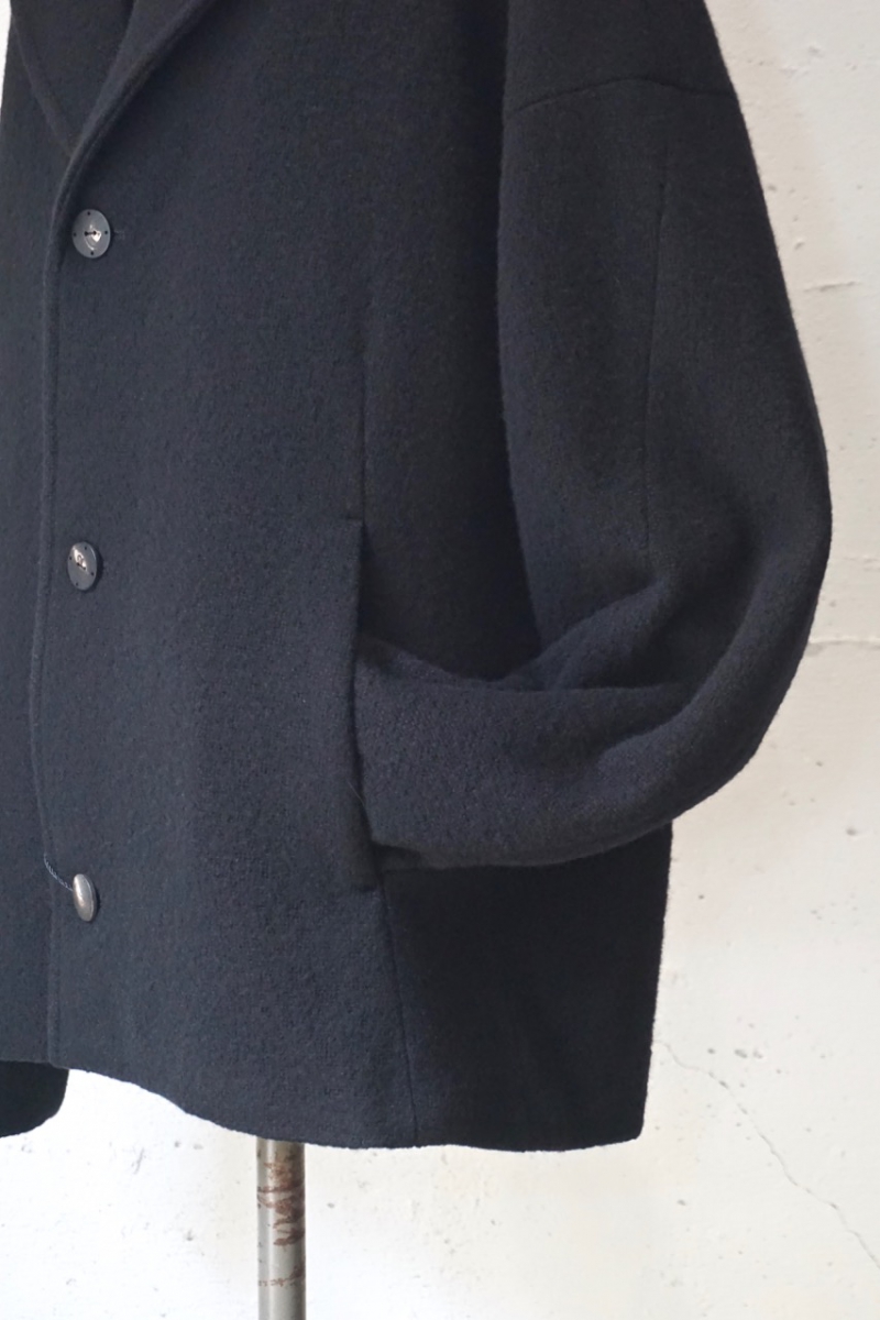 JKK-USW. A-2 Deck Jacket Hybrid Wool Silk Tweed. Black. 2022AW
