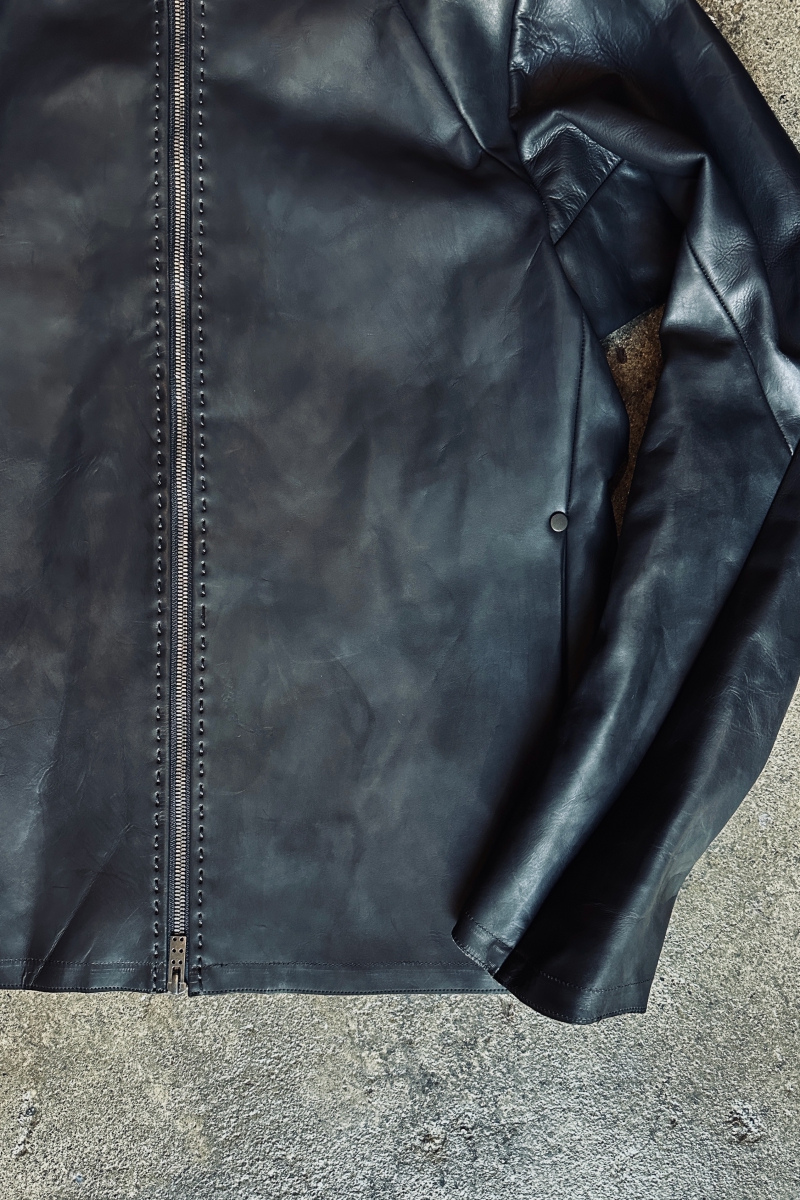 LEI-SBVC. Leather Jacket Calf Silk Bonded. Black. 2023AW. DEVOA