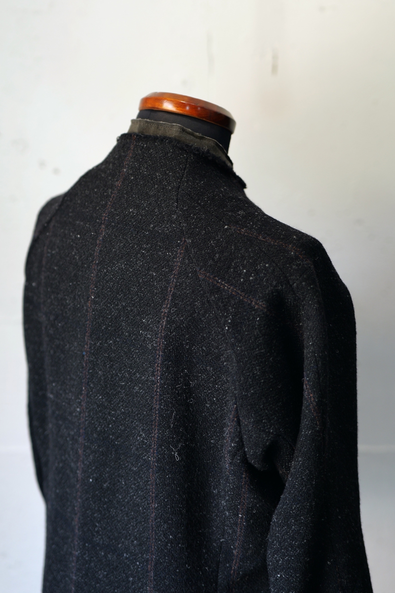 JKK-SHBS. Semi High Neck Jacket Shetland Wool. Black. 2023AW