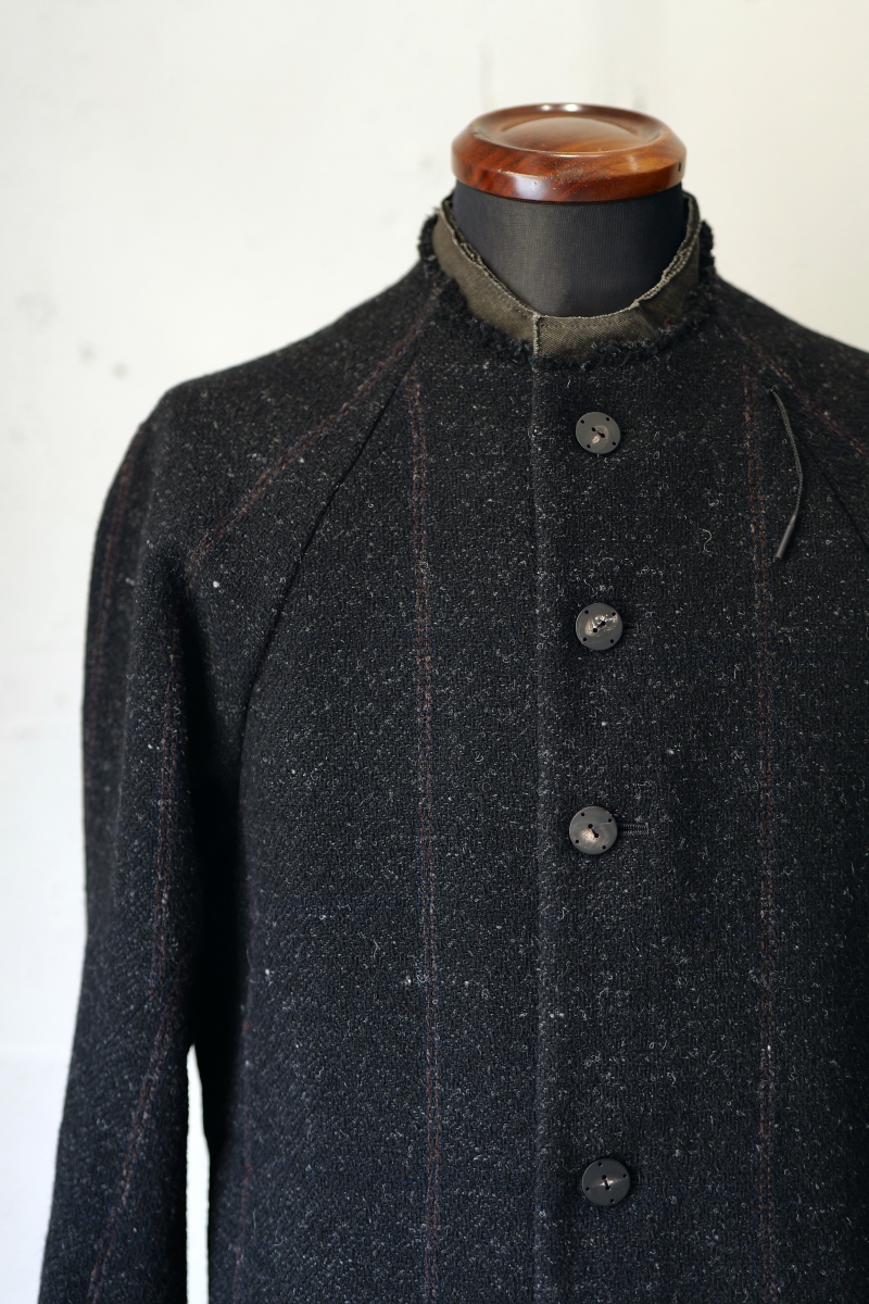 JKK-SHBS. Semi High Neck Jacket Shetland Wool. Black. 2023AW