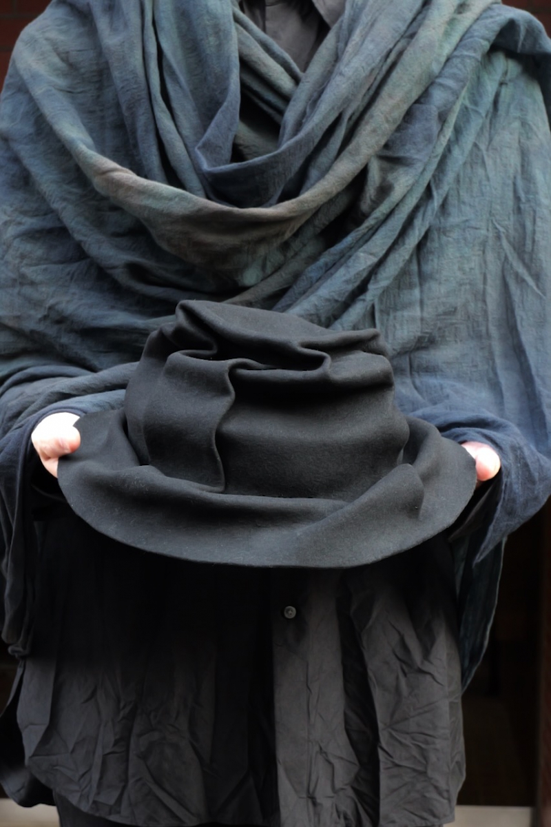 RHPK006. Rabbit Fur Felt Hat. BLACK EASY BURNT. HORISAKI