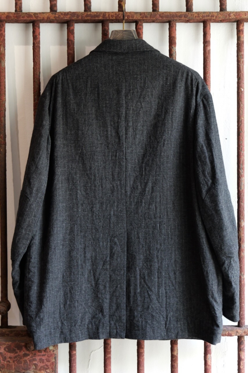 JACKET027. Oversized Jacket Stripe Flannel. Gray Stripe