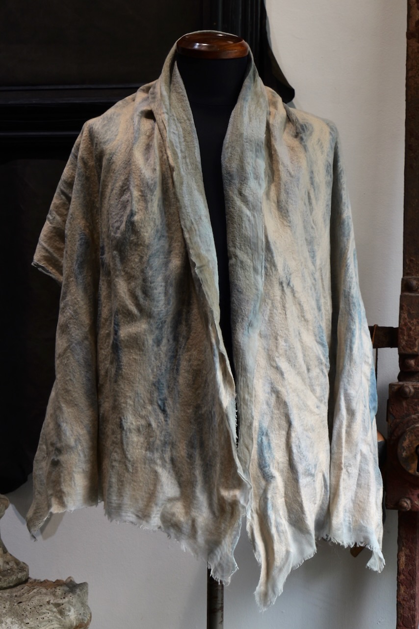 LIGHT200. Wool & Silk Stole. 201(Beige Black). SILVANA