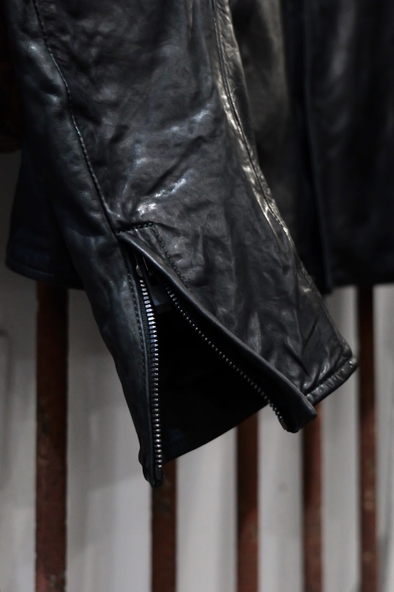 GULLAM Exclusive. 11-41977. HORSE LEATHER STAND COLLAR MOTO LINED